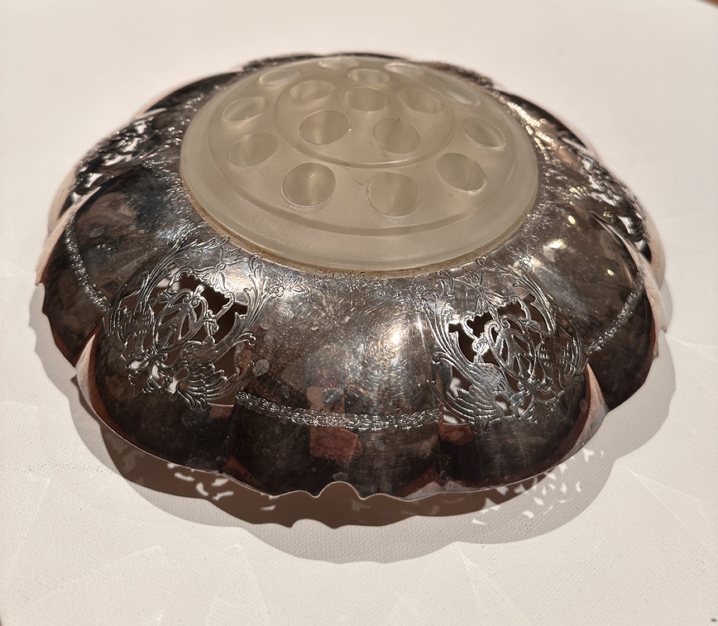 Antique Silver Plated Frog Flower Vase - photo 2