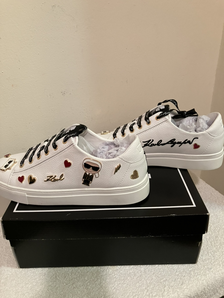 Brand New Karl Lagerfeld Girls White Leather Sneakers - size 10M - photo 5