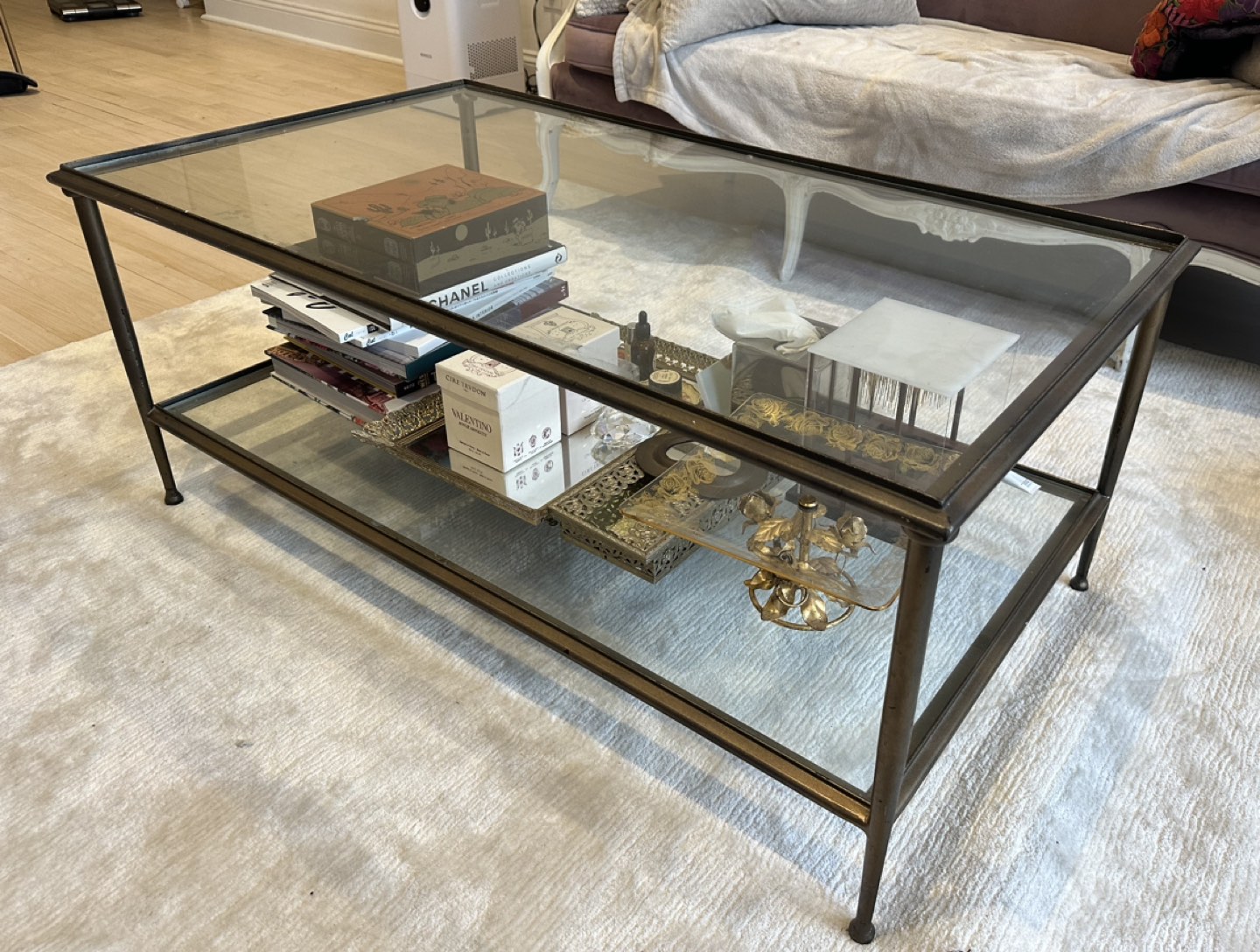 Vintage glass coffee table