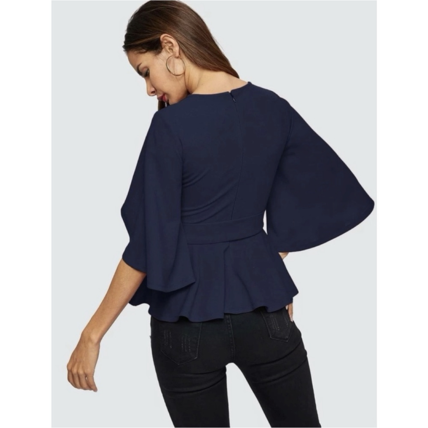🟡3 for $20/ NEW Belted peplum cape blouse image indicator(2)