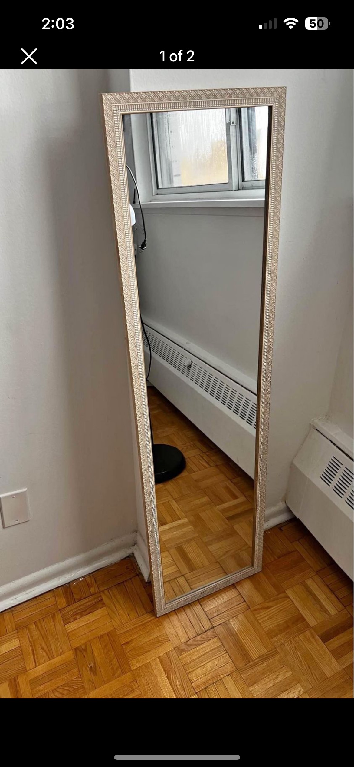 Full Length Over The Door Mirror 49”X14”
