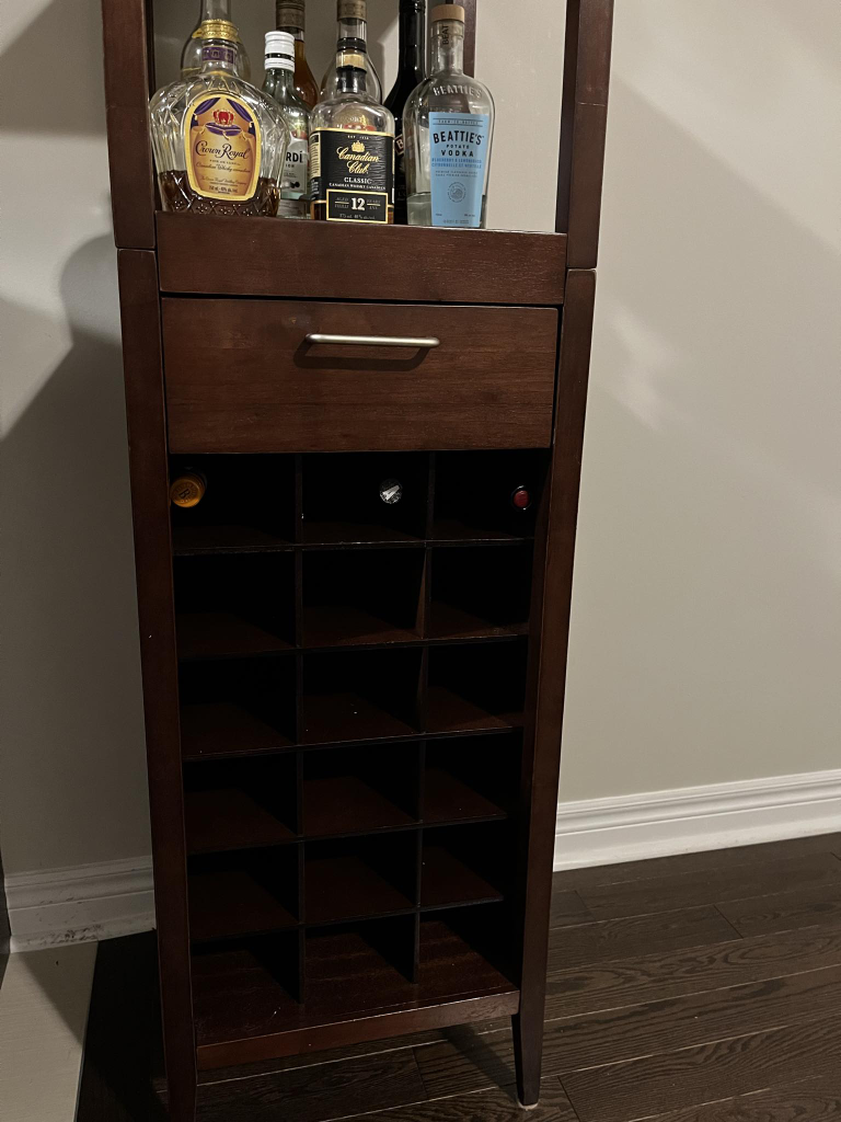 wine rack bar cabinet with drawer - photo 5