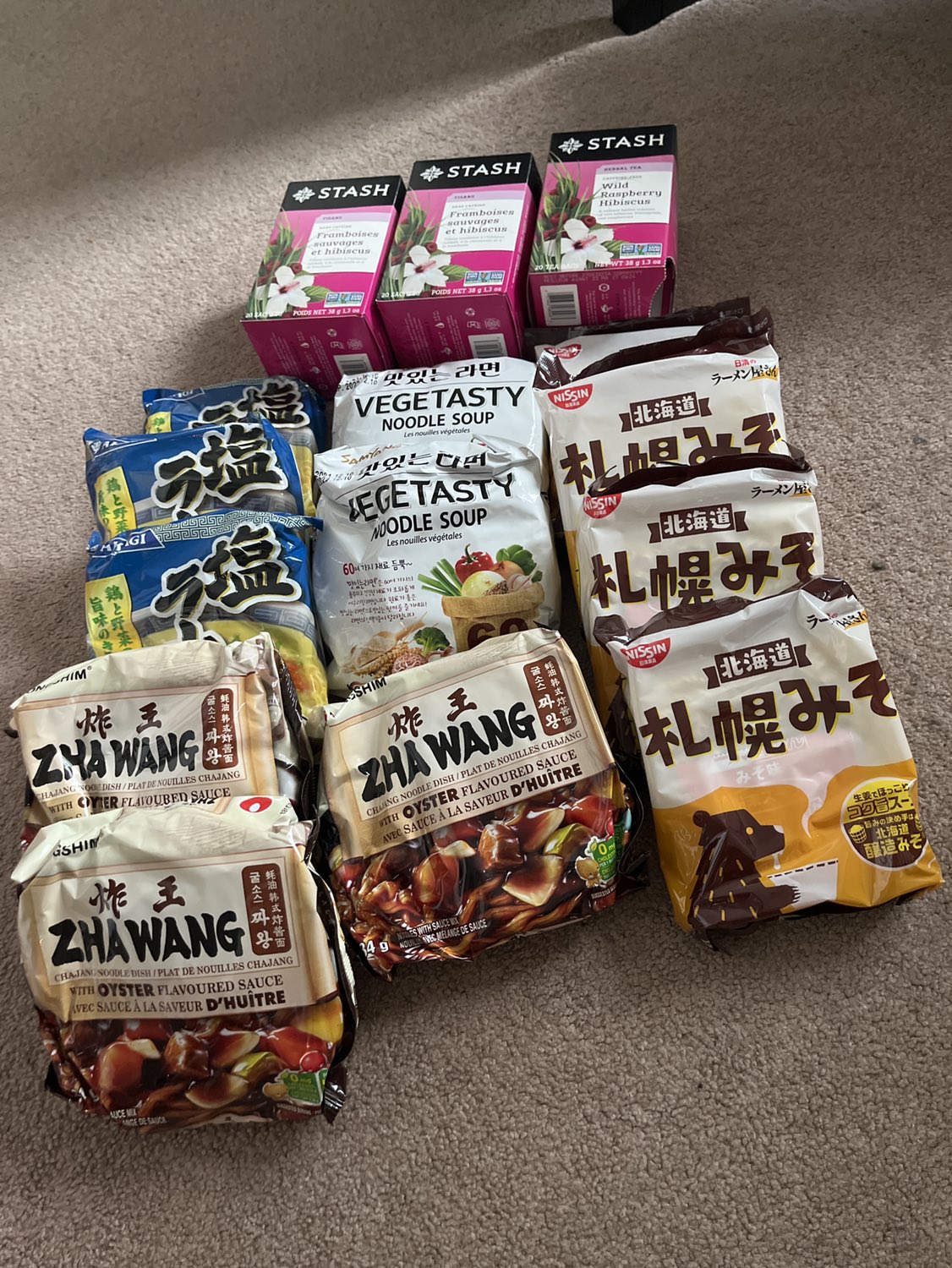 Instant ramen and tea