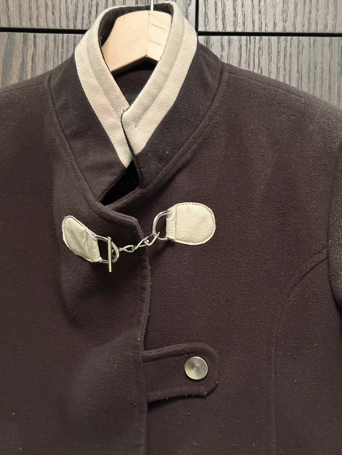 Woman Long brown and creamy color over coat image indicator(2)