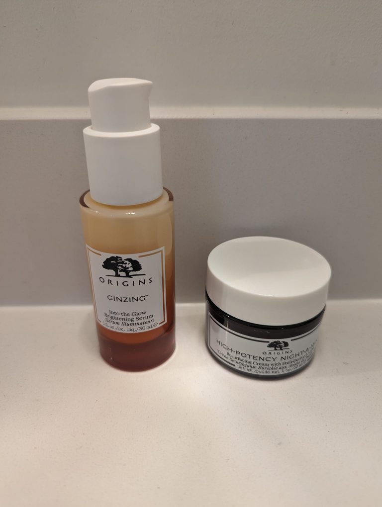 origins night cream and glow serum