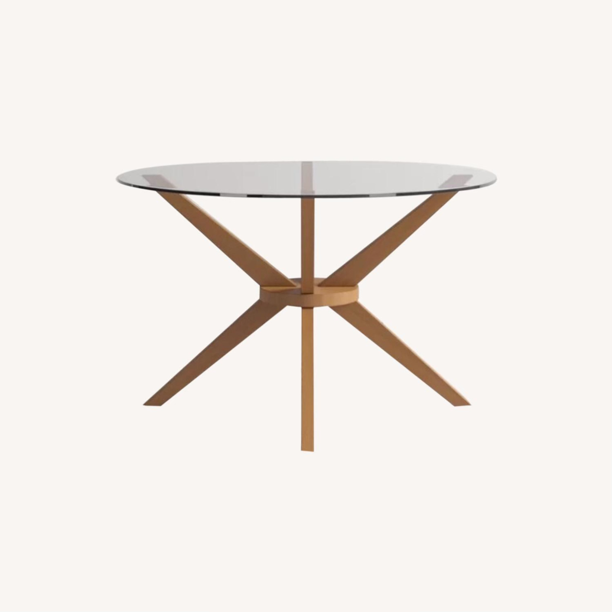 Modern Walnut and Glass Dining Table w/ two chairs, “48 round - photo 3