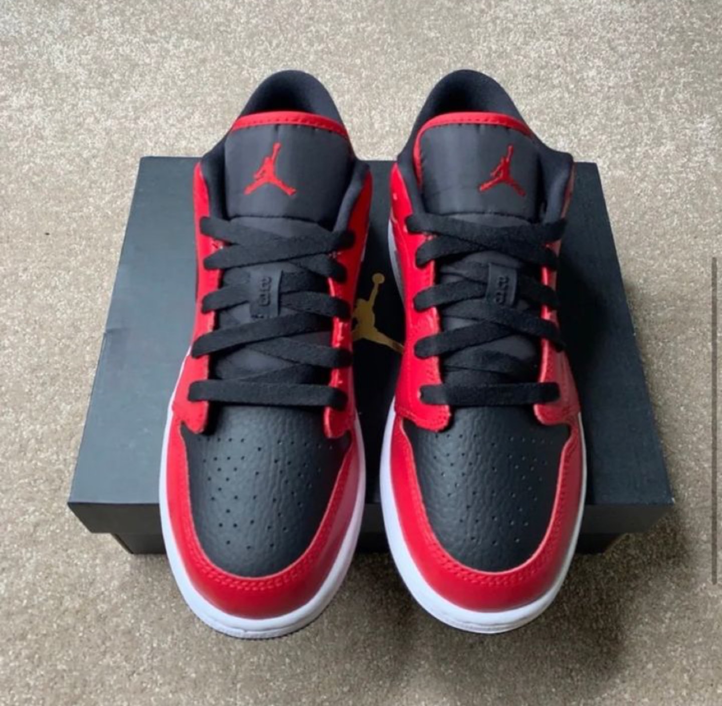 Jordan 1 Low' Pebbled Leather; Red/Black - photo 3