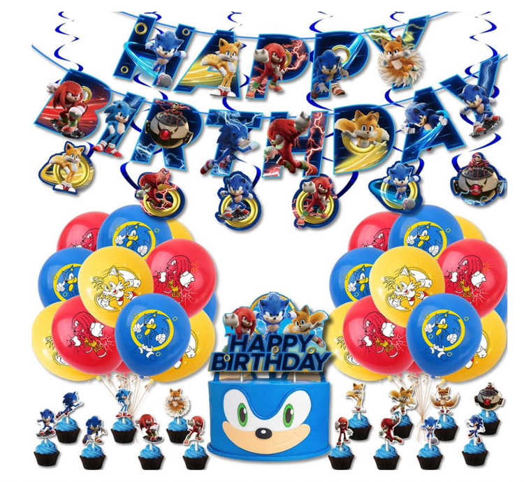 Sonic Birthday Banner Balloons Cake Toppers Ribbons