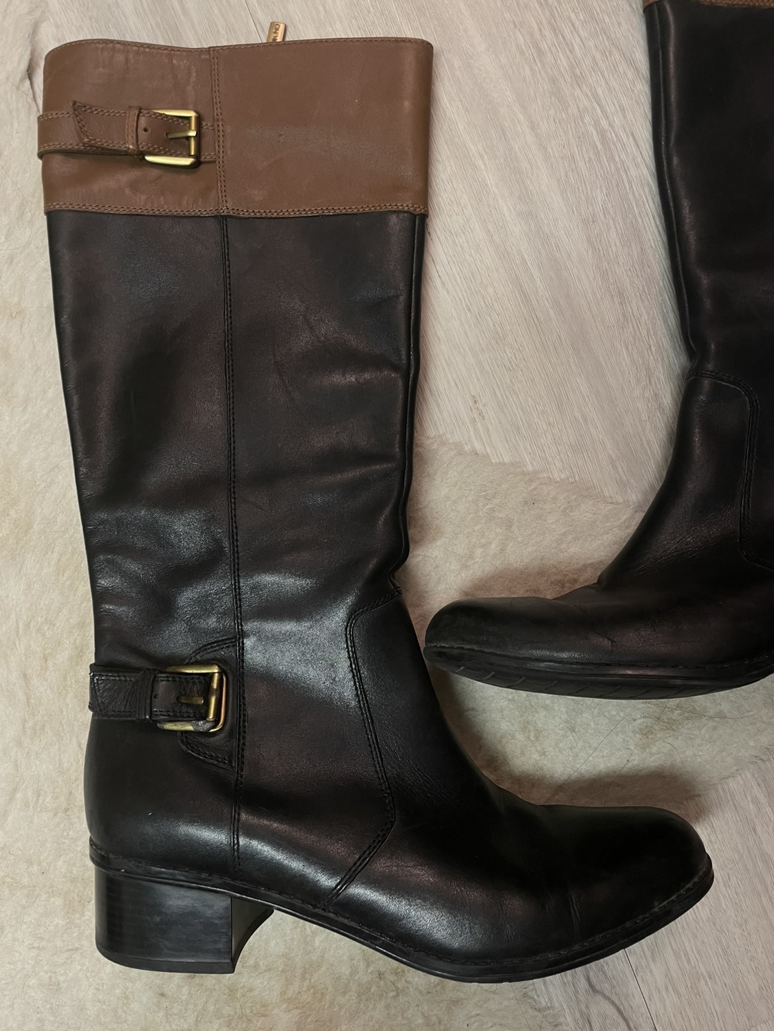 Bandolino Size 10 Two-tone Leather Knee-High Riding Boots thumbnail