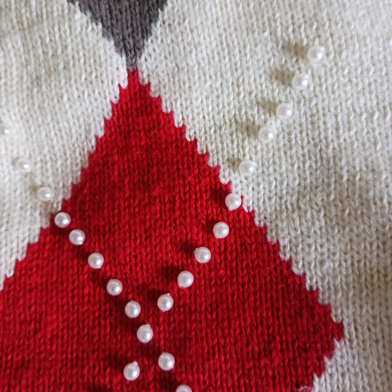 Vintage Beaded Argyle Button-up Sweater image indicator(3)