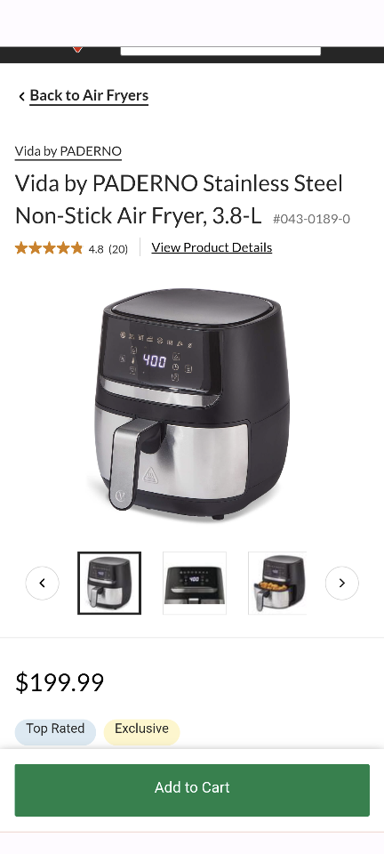 vida Paderno Air fryer