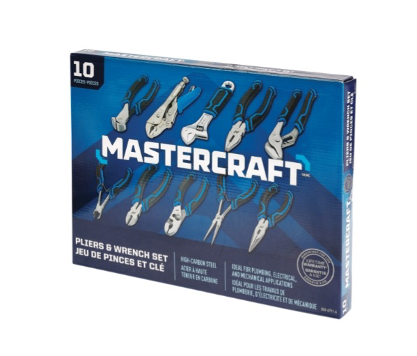 New Unused Mastercraft Pliers & Wrench Set 10 Pieces Tools