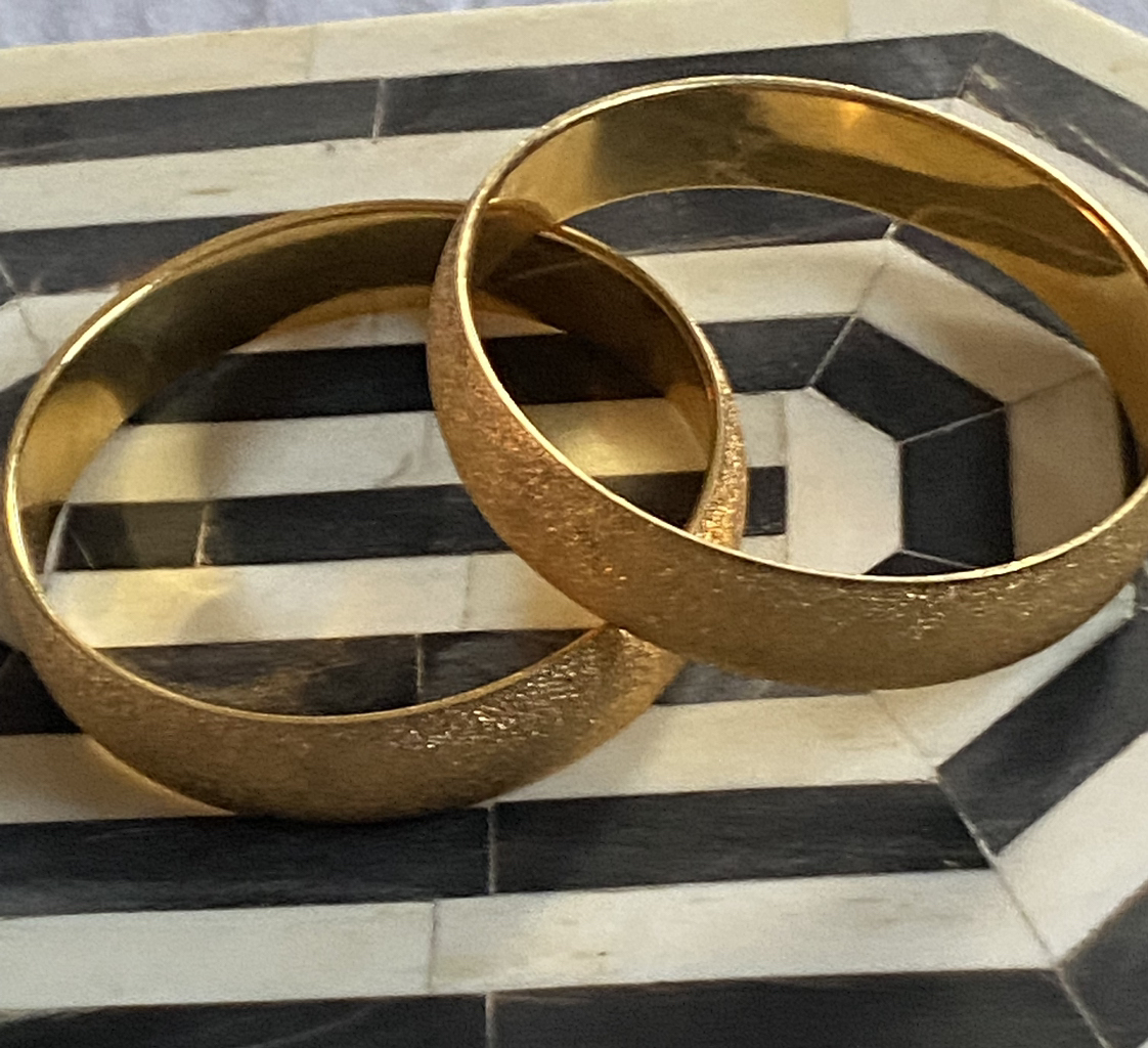 Gold colored bracelets