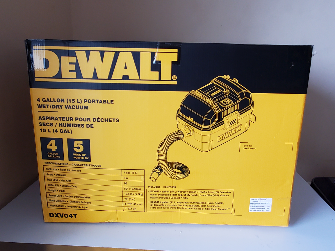 DEWALT DXV04T Portable 4 Gallon Wet/Dry Vaccum, Yellow thumbnail