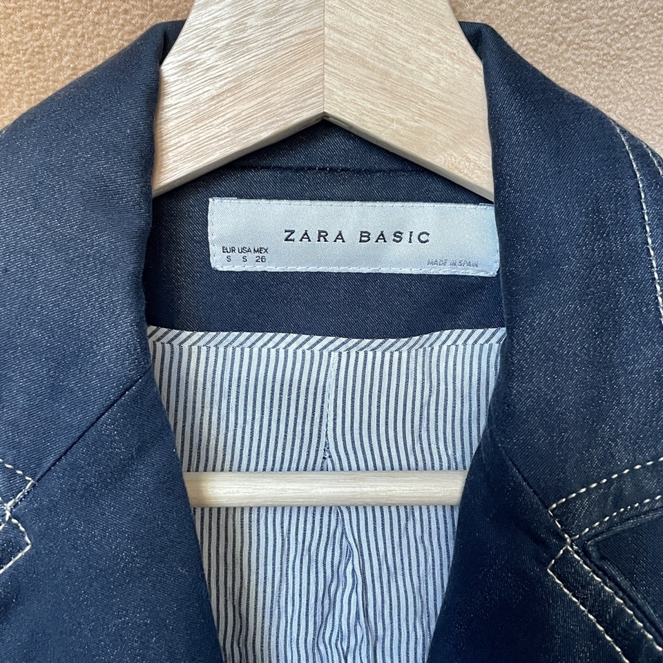 Zara Denim Blazer Women Sz Small image indicator(5)