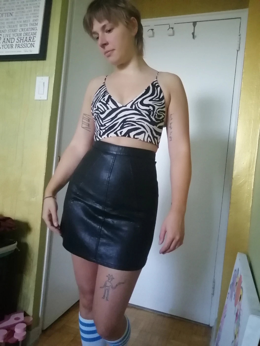 black faux leather skirt thumbnail