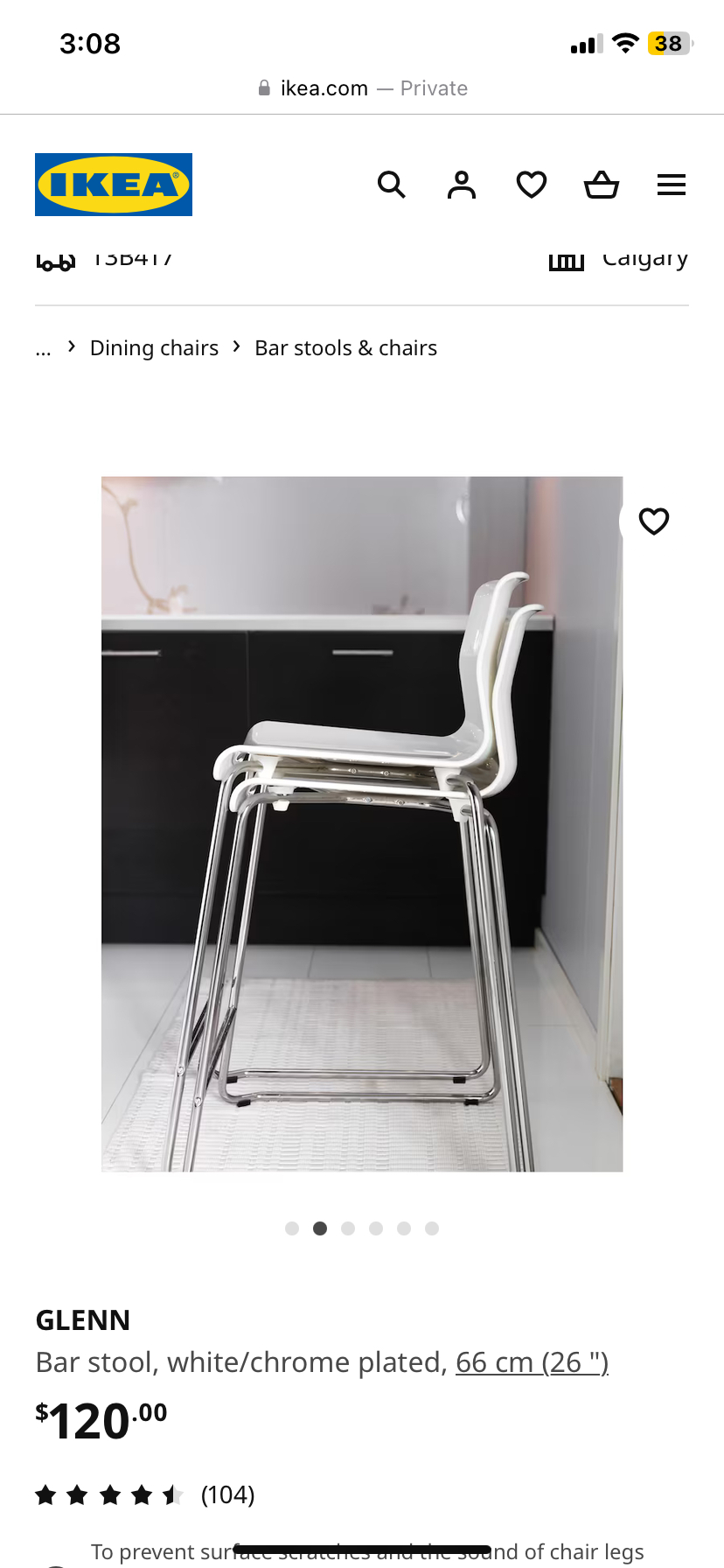 Glenn Bar Stools (Black) x 2 in Black ($150 for 2) - photo 3