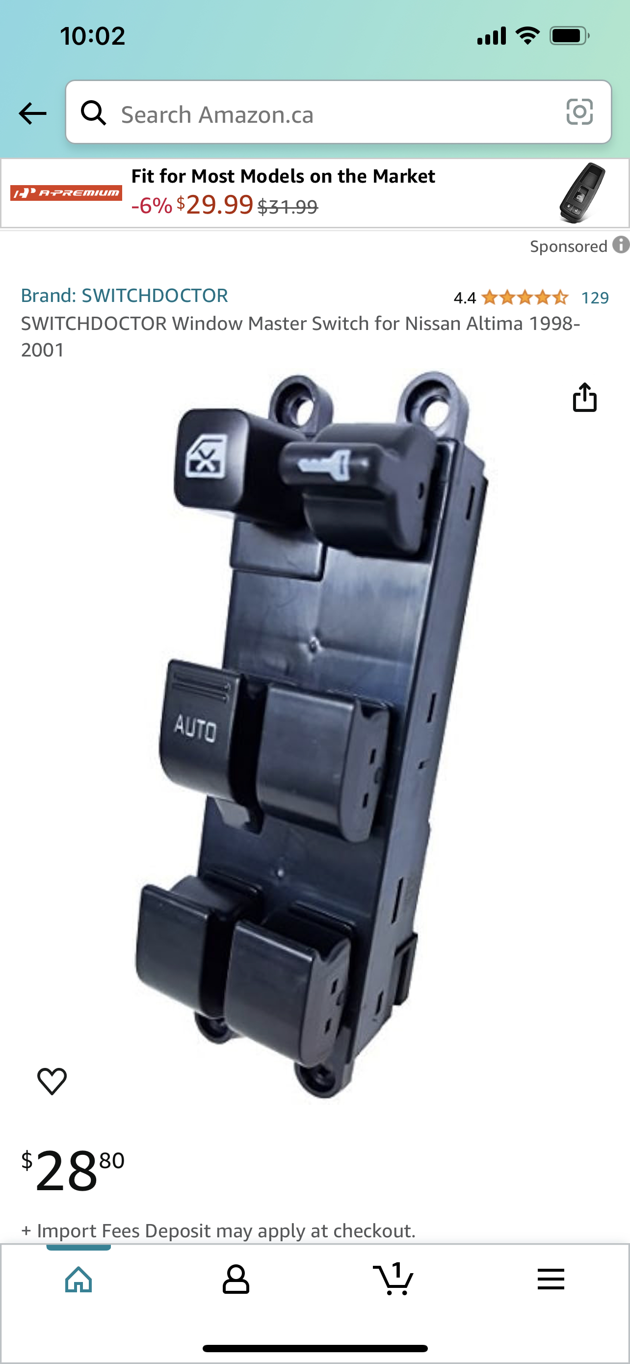 Window Master Switch for Nissan Altima 1998-2001 - photo 3