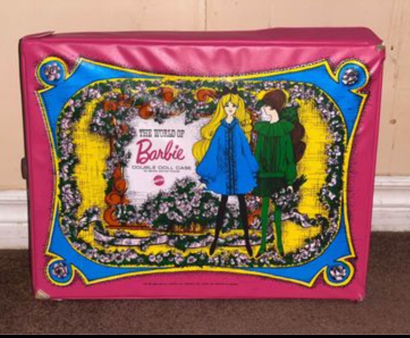 1968 Mattel World of Barbie Double Doll Case Pink Vintage thumbnail