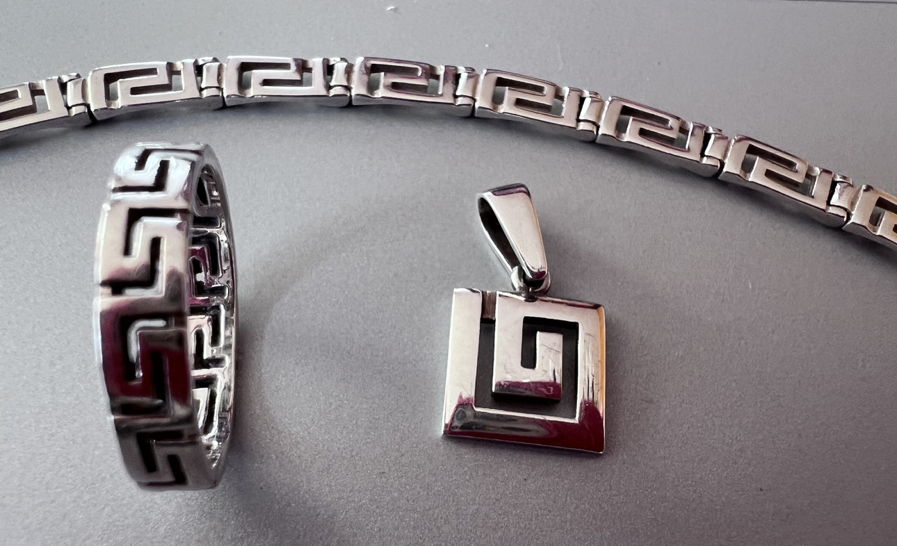 Greek Eternity key design bracelet, ring and pendant  set - photo 2