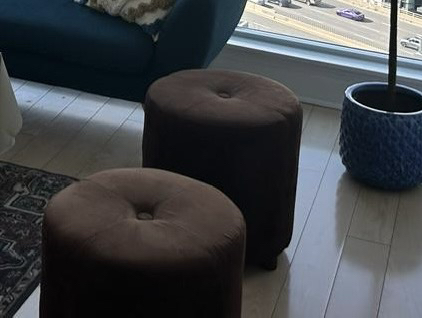 Brown poufs- moving out sale thumbnail
