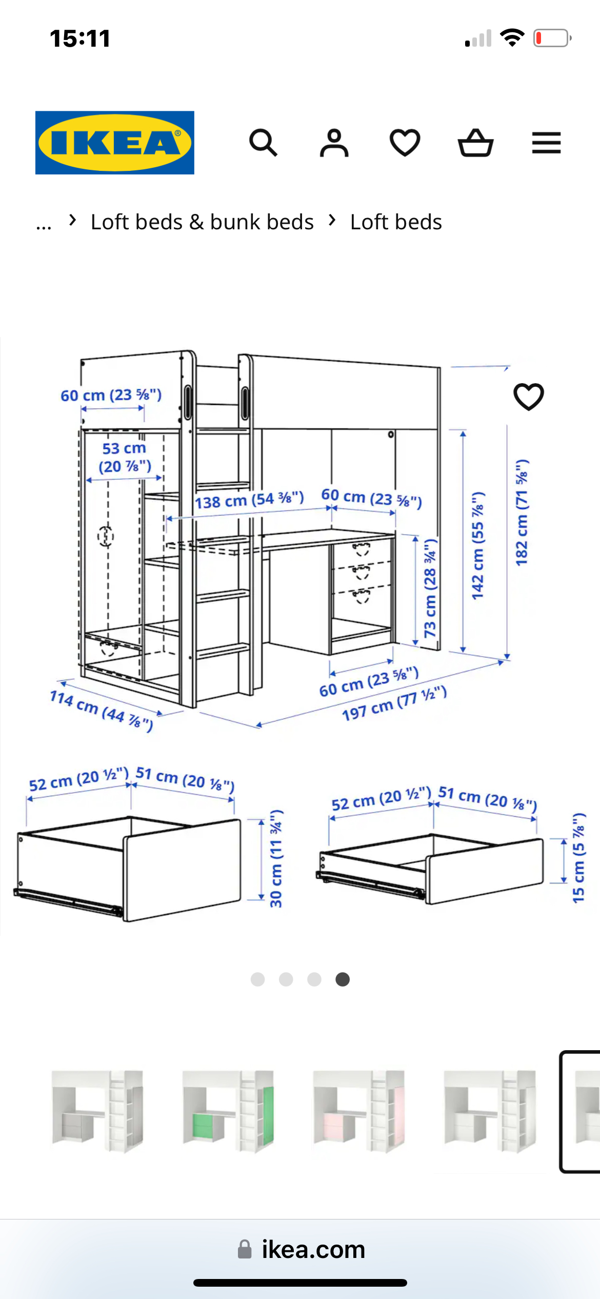 Ikea Loft bed with the desk and mattress - photo 4