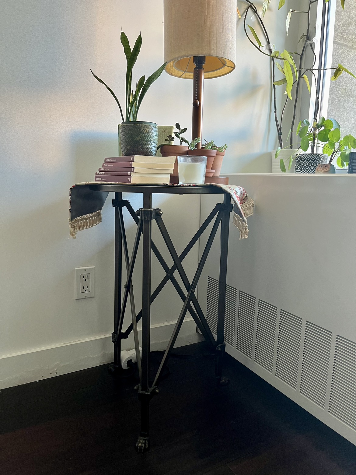 Brass and glass accent side table