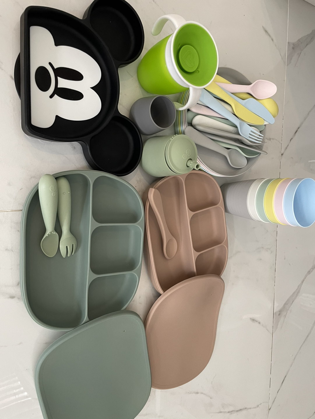 Lot of kids suction plates, utensils, cups