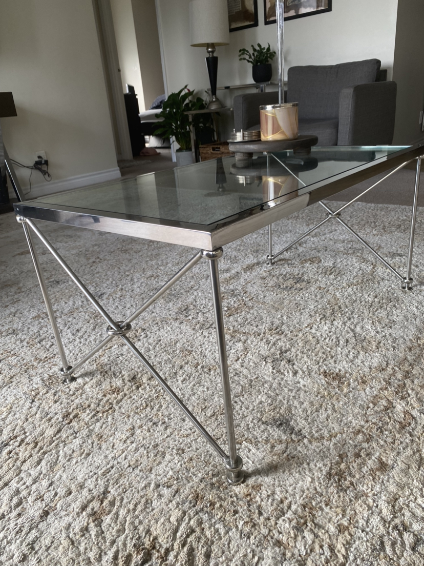High end,Crome with thick Tapered glass,Coffee table
