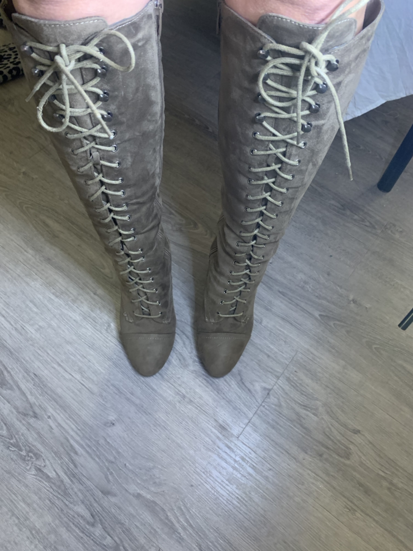 Knee high tan  suede high heal boots