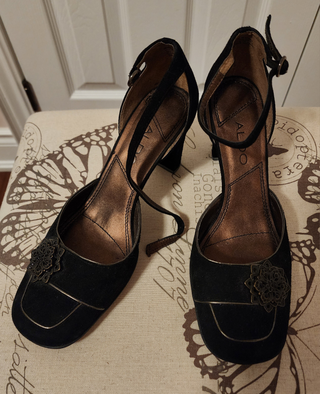 black & bronze block heels image indicator(2)