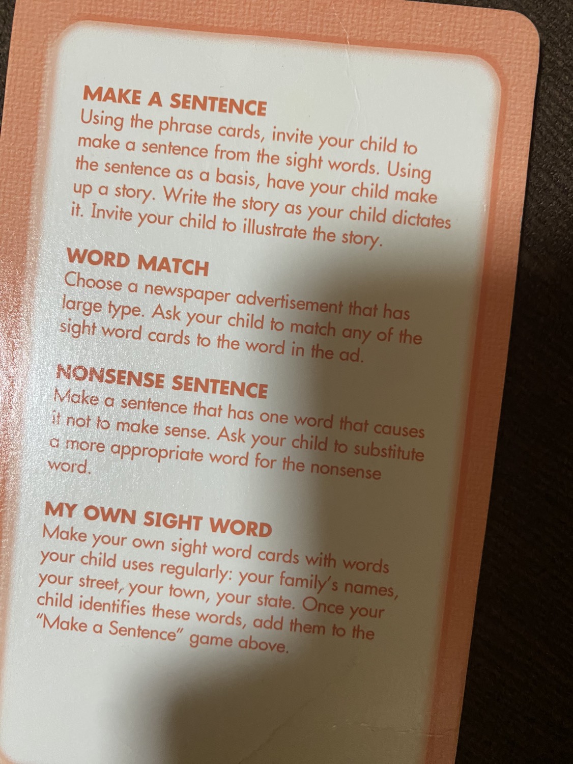 Sight words - sentence formation cards image indicator(4)