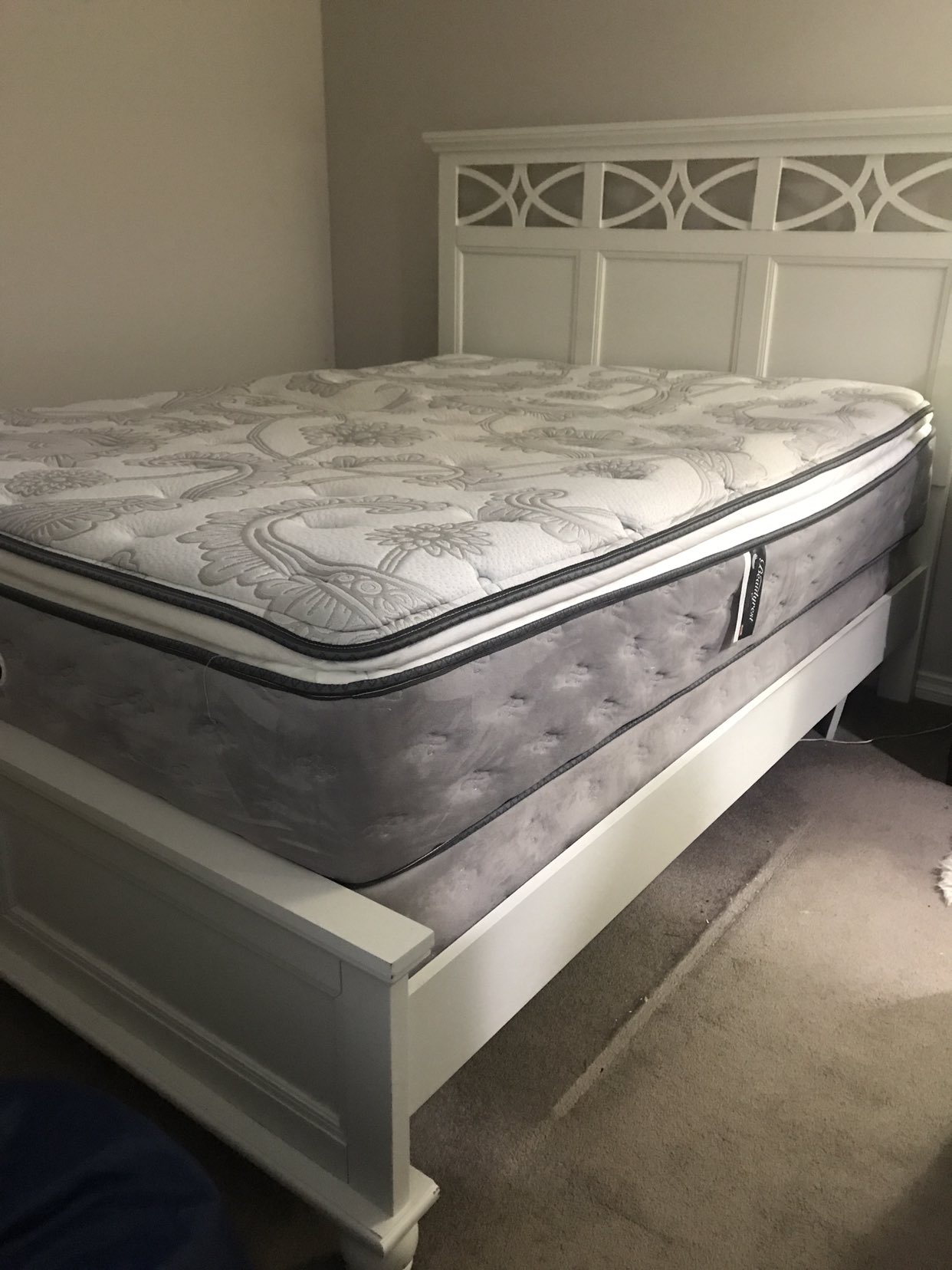 Queen white bed frame