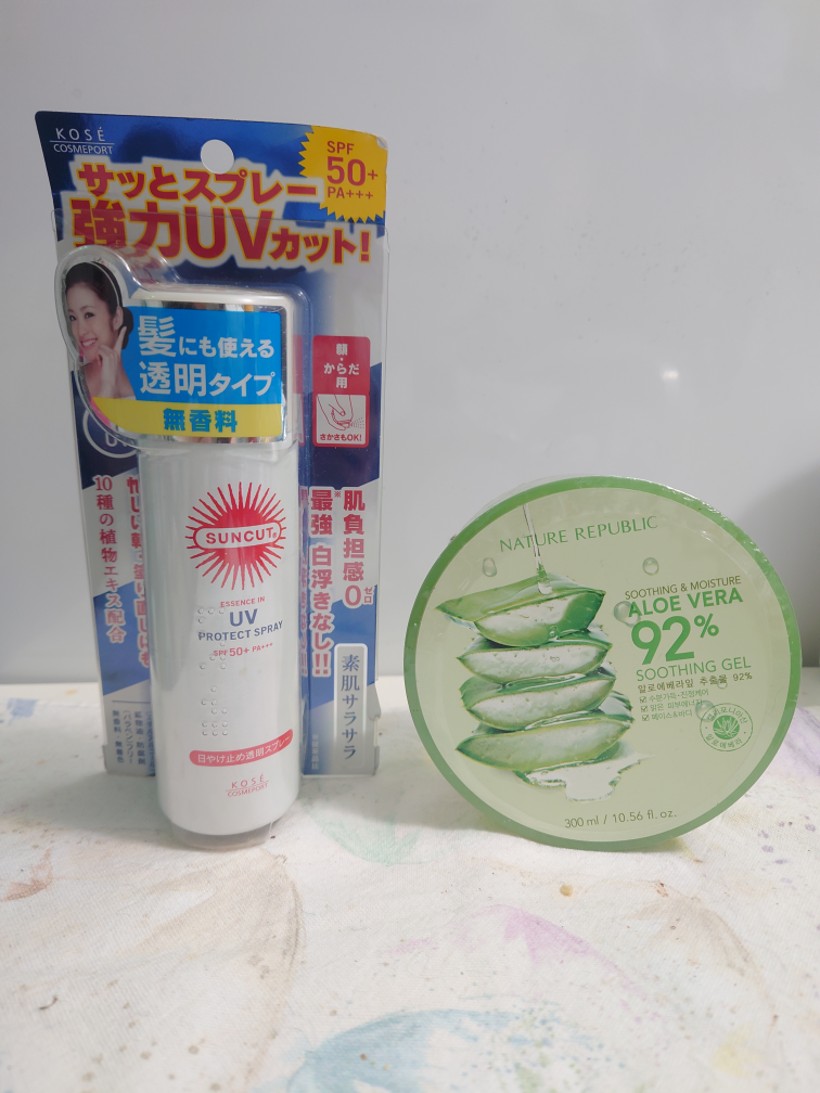 Sunscreen spray, Aloe gel $8each thumbnail