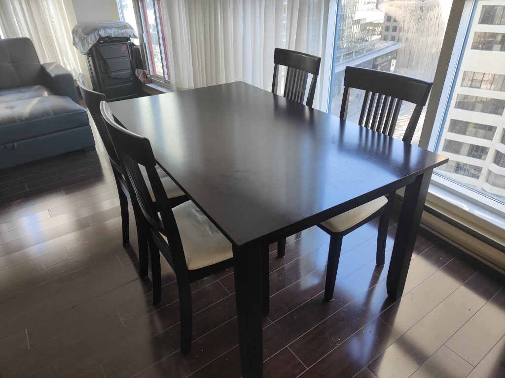 Sturdy large dining table for sale - with 4 chairs