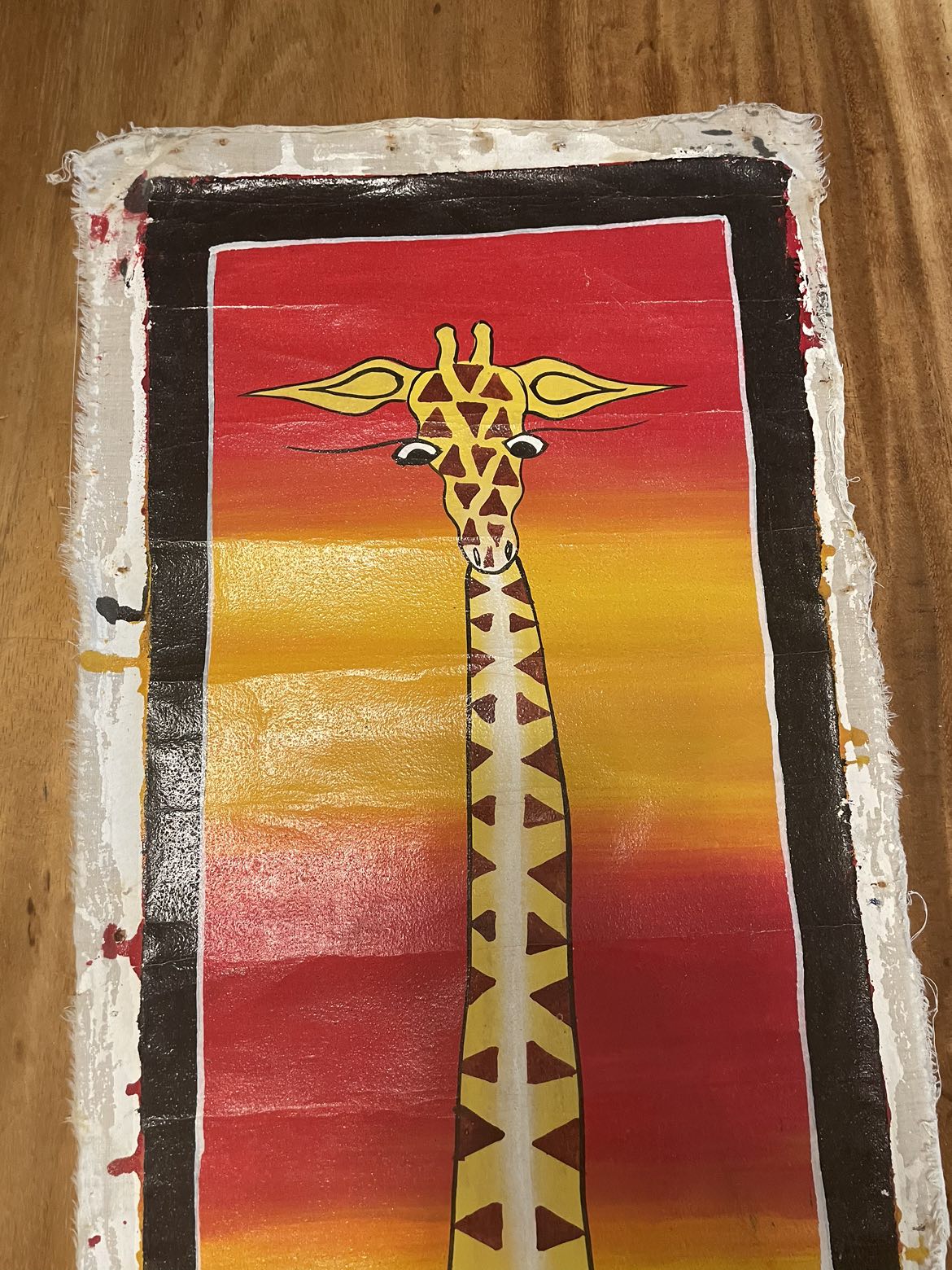 Zanzabar Tanzania cloth, giraffe, painting, tapestry, signed image indicator(4)