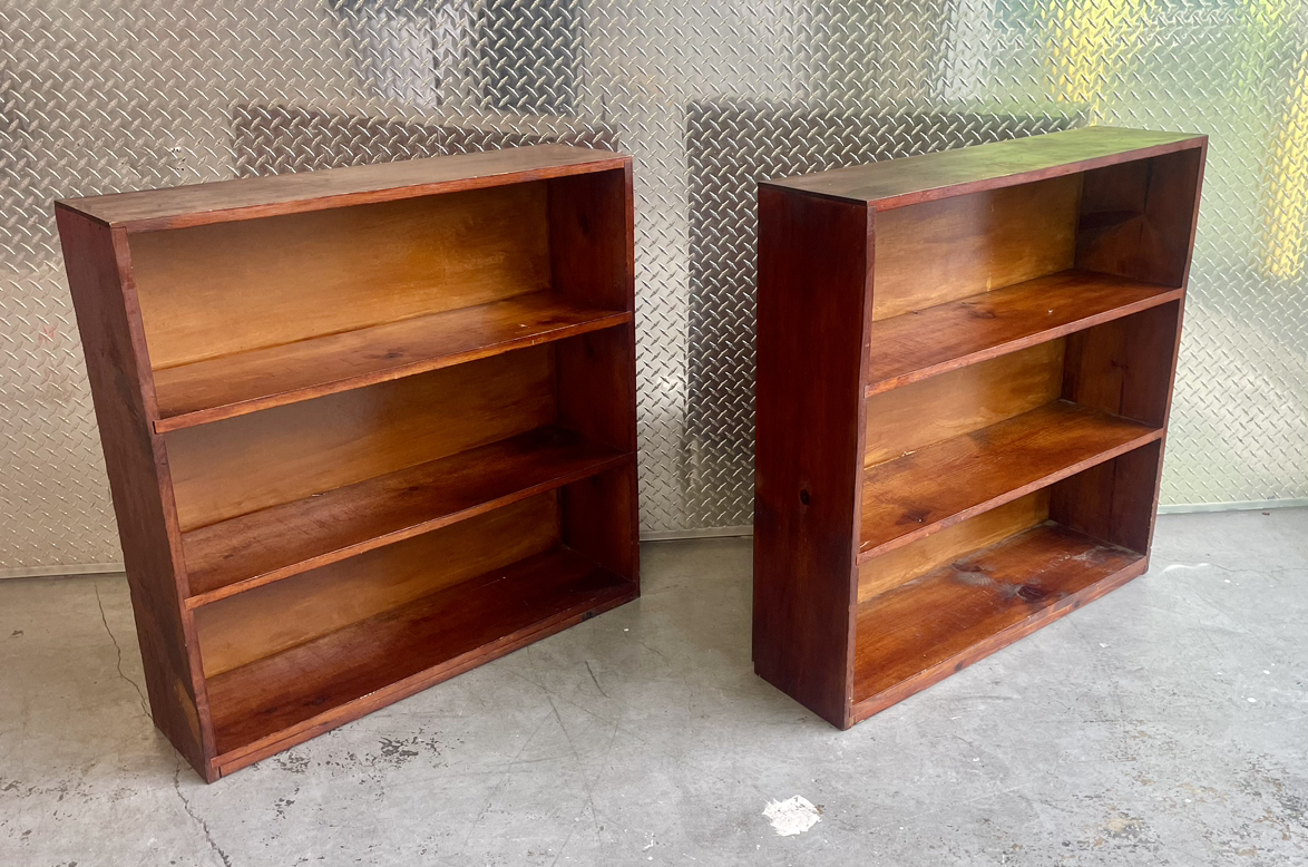 Vintage Pair of Low Solid Wood Bookcases