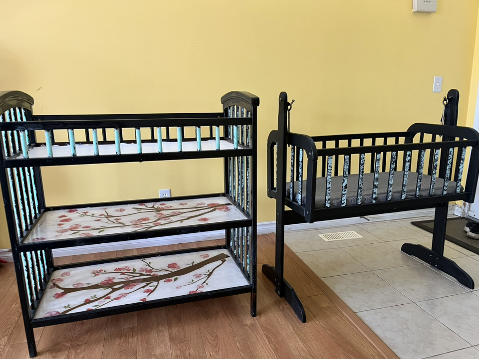 rocking bassinet and changing table
