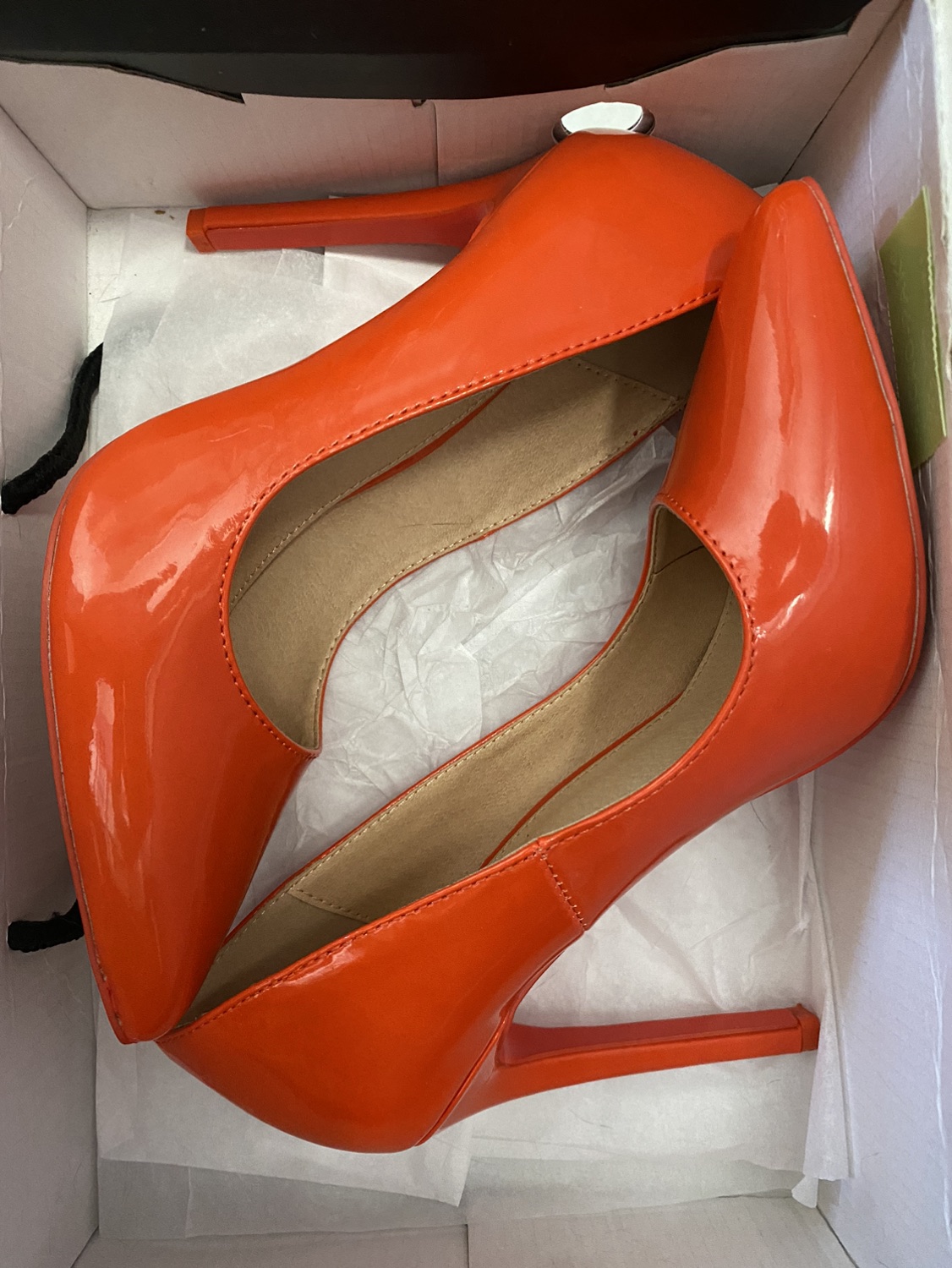 Orange pumps, size 8