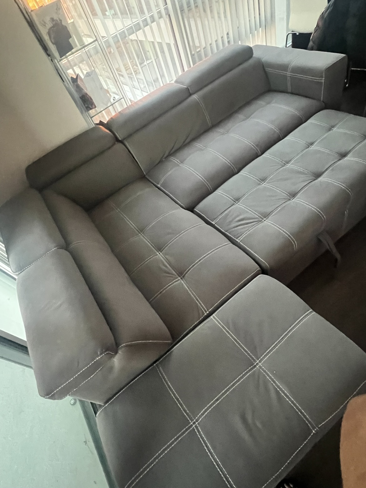 Drake 3 piece faux suede sleeper sectional - photo 3