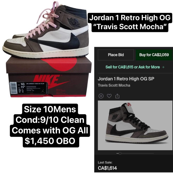 Jordan 1 Retro High OG “Travis Scott Mocha” [AUTHENTIC]