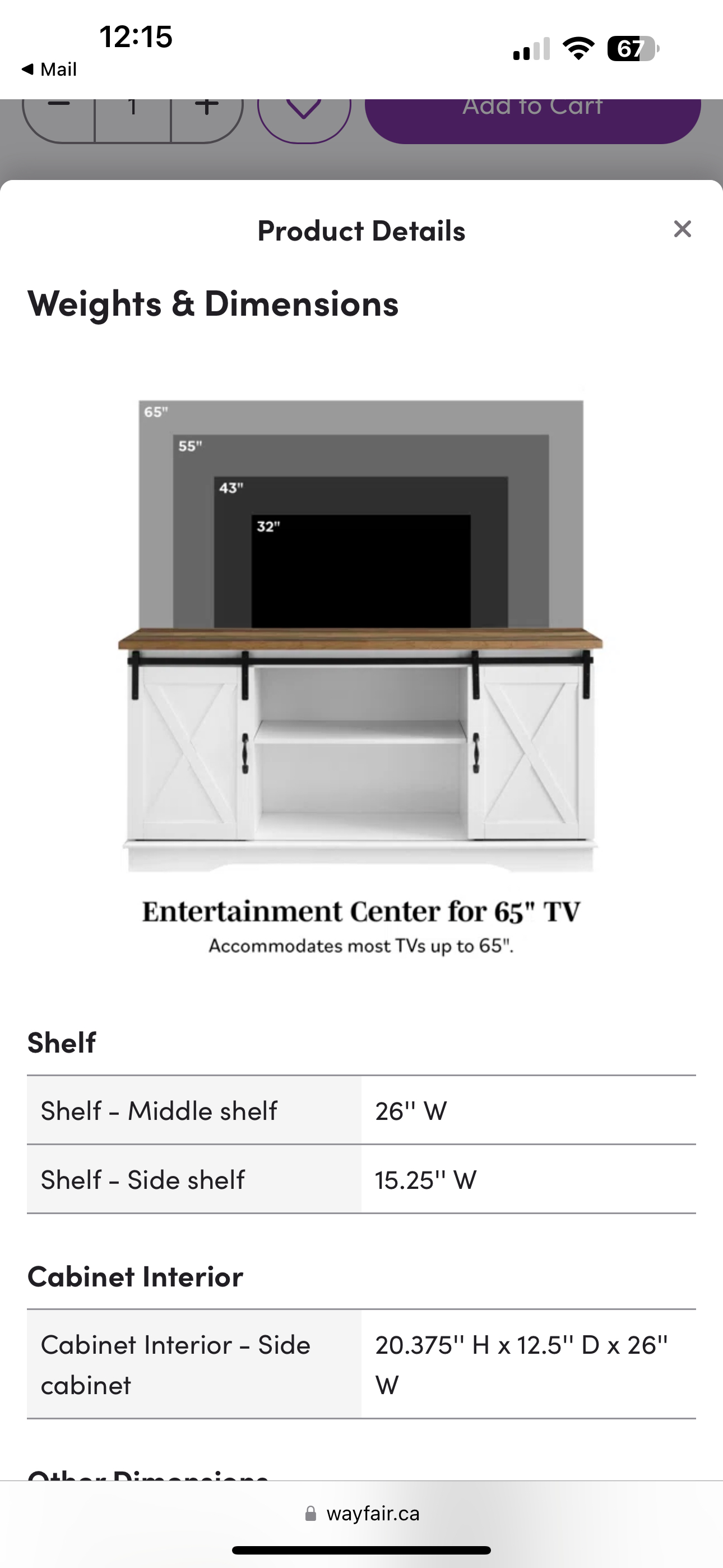 Carterton 58'' Media Console 10/10 Condition - photo 2