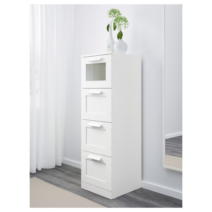 Ikea BRIMNES Chest of 4 Drawers, white/frosted glass - photo 2