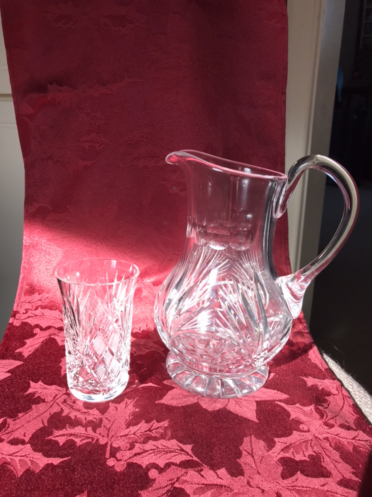 Crystal pitcher with glasses