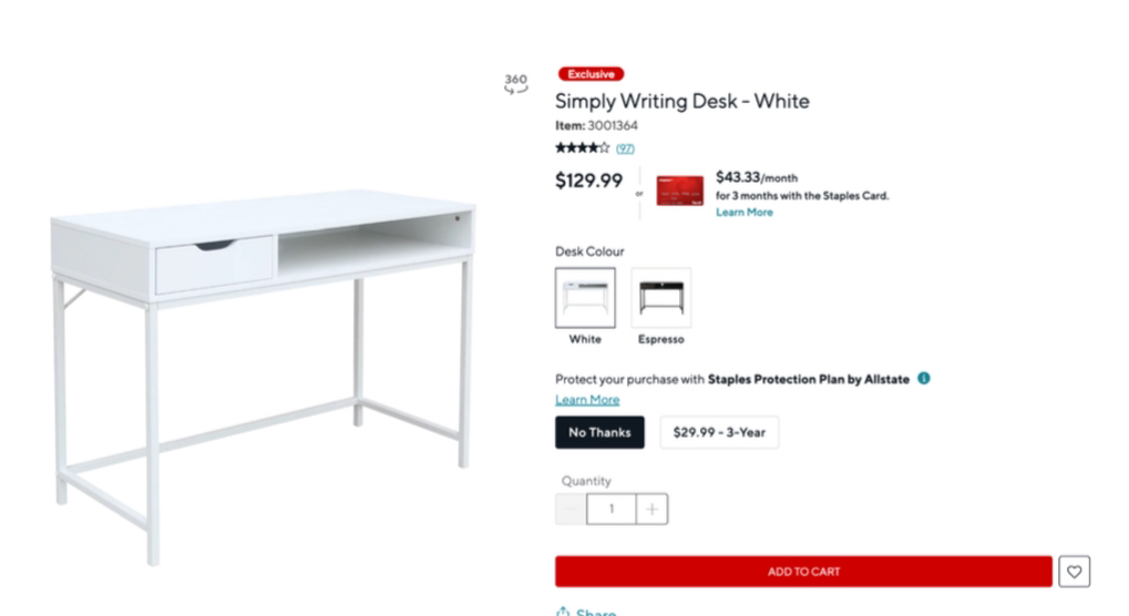 Simply Writing Desk - White