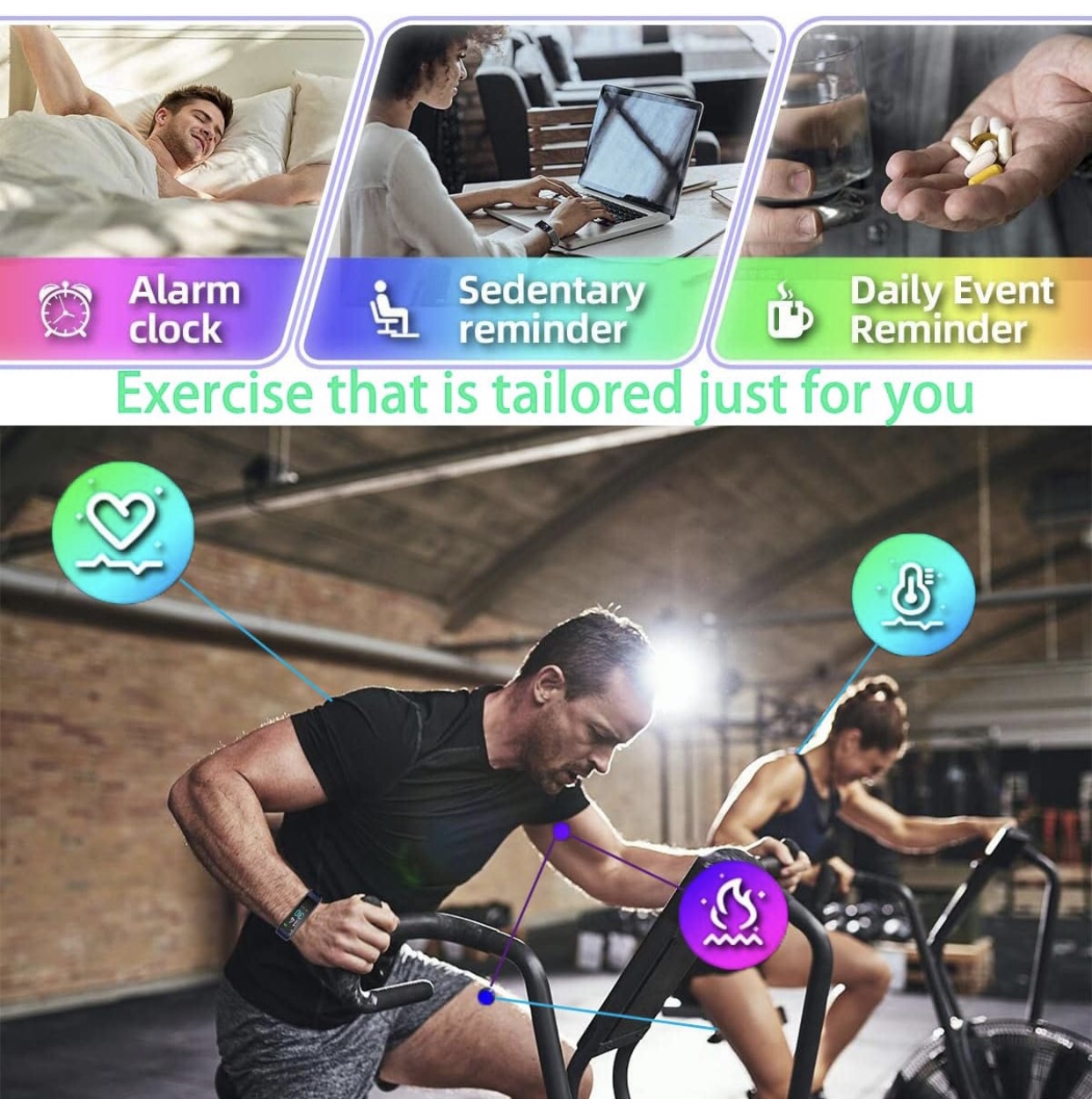 Fitness Tracker with Blood Pressure Heart Rate Sleep Monitor image indicator(6)