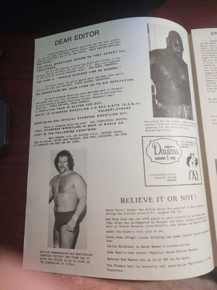 Stampede Wrestling program-vintage - photo 2