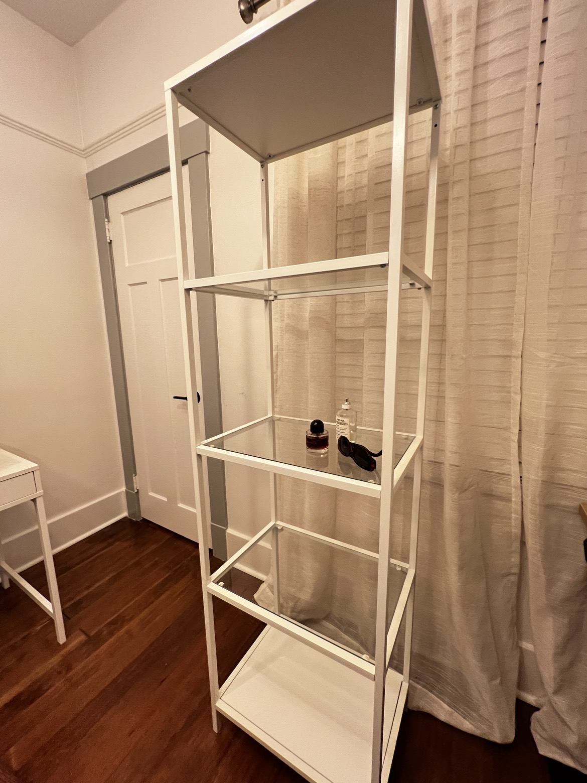 IKEA white display glass shelf