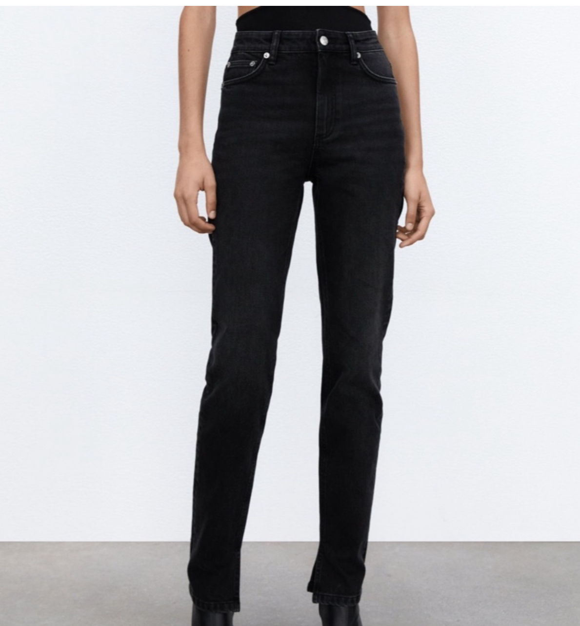 Zara black split slim jeans
