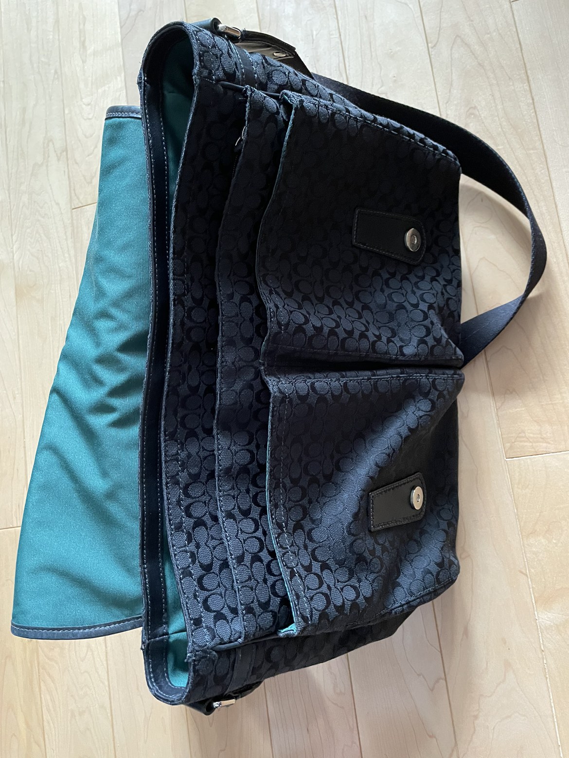 Coach black briefcase laptop bag / messenger bag image indicator(7)